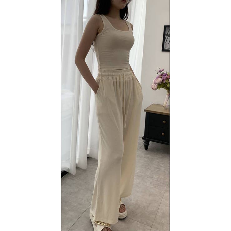 クリーム | サマーイージーパンツ ワイドパンツ カジュアル | RAKUku