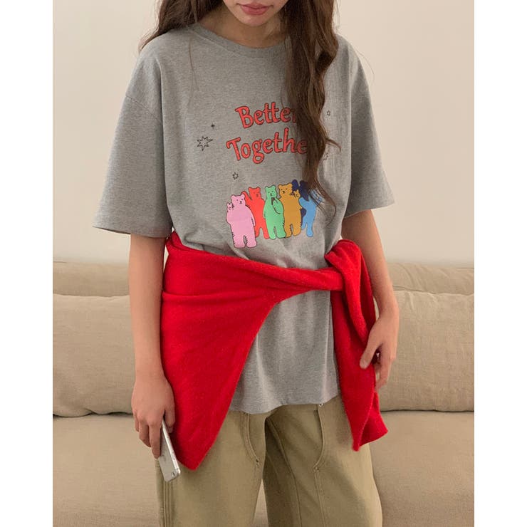 ルーズフィットベアプリントTシャツ レタリング 半袖 | RAKUku | 詳細画像8 