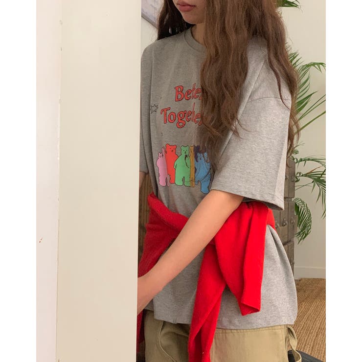 ルーズフィットベアプリントTシャツ レタリング 半袖 | RAKUku | 詳細画像9 