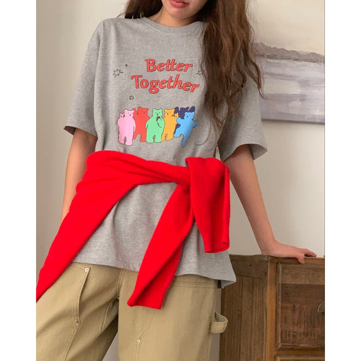 ルーズフィットベアプリントTシャツ レタリング 半袖 | RAKUku | 詳細画像12 