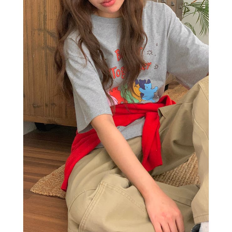 ルーズフィットベアプリントTシャツ レタリング 半袖 | RAKUku | 詳細画像13 