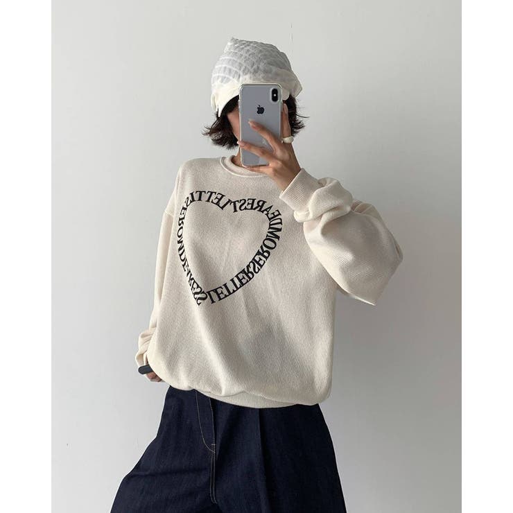 フロントハートレタリングニット スウェット オーバーフィット | RAKUku | 詳細画像9 