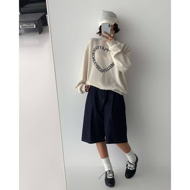 フロントハートレタリングニット スウェット オーバーフィット | RAKUku | 詳細画像4 