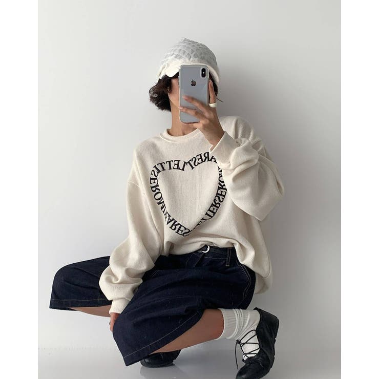 フロントハートレタリングニット スウェット オーバーフィット | RAKUku | 詳細画像5 