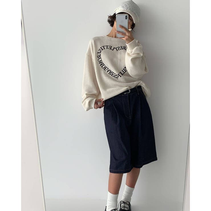 フロントハートレタリングニット スウェット オーバーフィット | RAKUku | 詳細画像6 