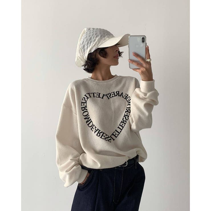 フロントハートレタリングニット スウェット オーバーフィット | RAKUku | 詳細画像7 