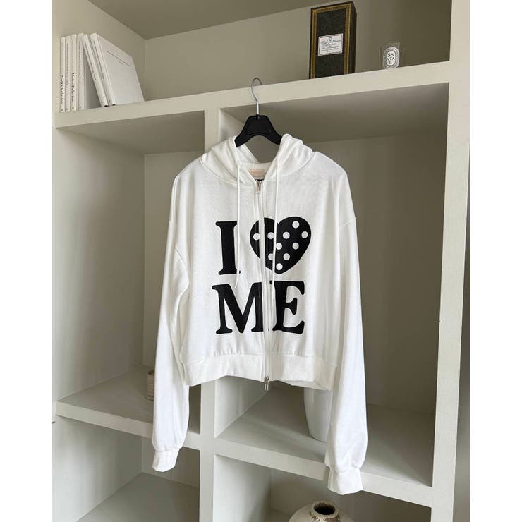 ホワイト | 4color アイラブミー ジップアップパーカー | RAKUku