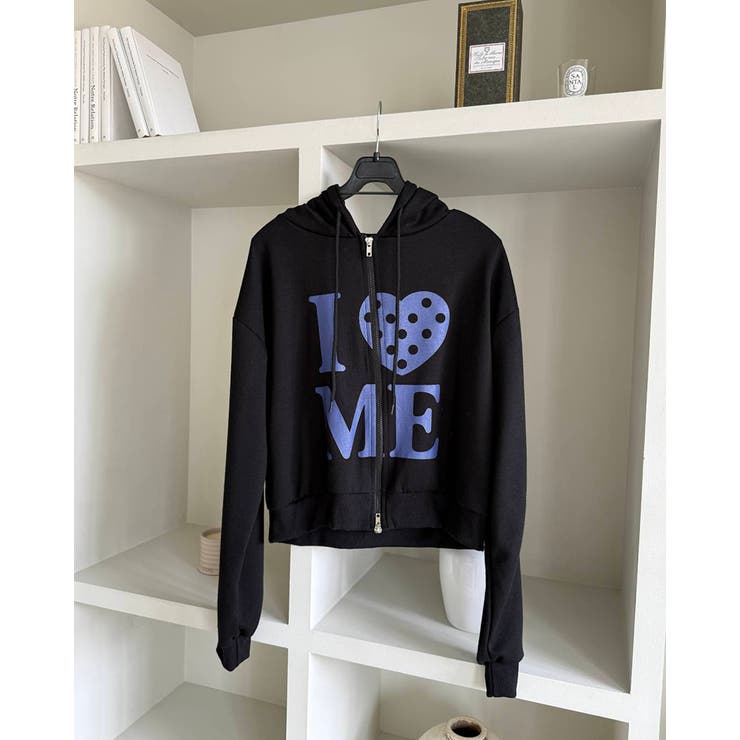 ブラック | 4color アイラブミー ジップアップパーカー | RAKUku