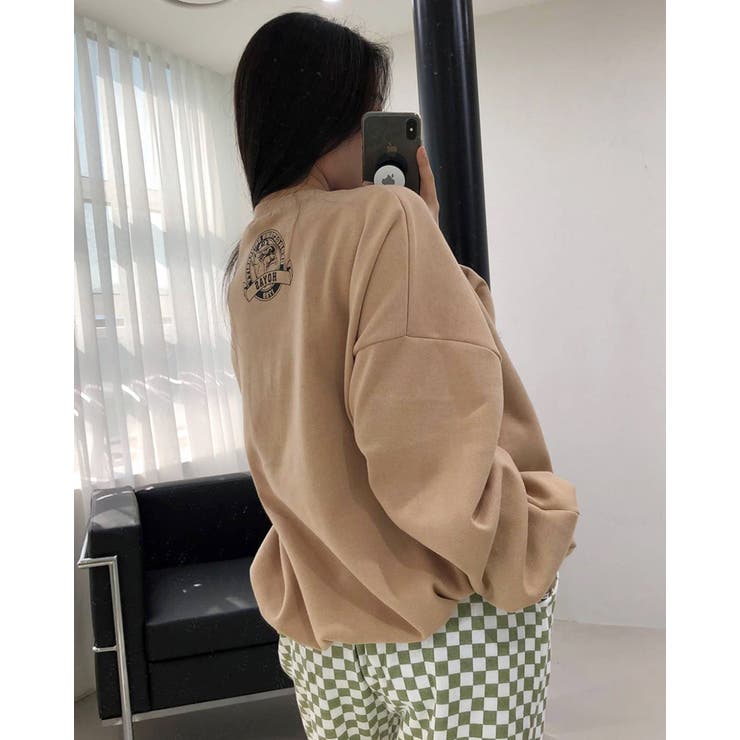 ブラウン | 4color オーバーフィットプリントスウェット 長袖 | RAKUku