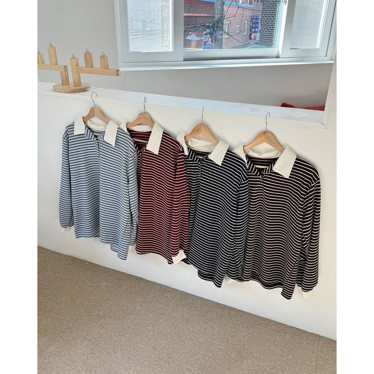 4color ストライプポロシャツ ラガーシャツ | RAKUku | 詳細画像6 