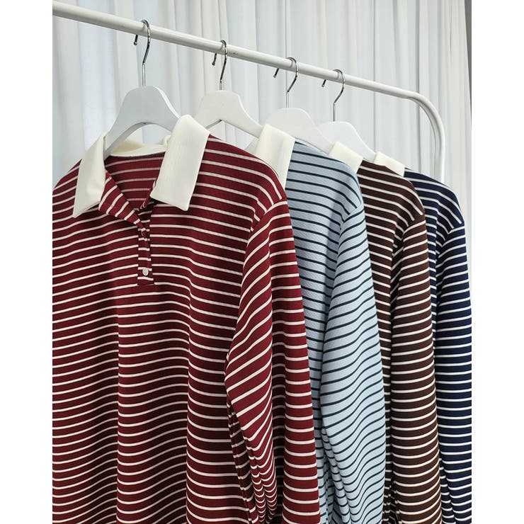 4color ストライプポロシャツ ラガーシャツ | RAKUku | 詳細画像7 