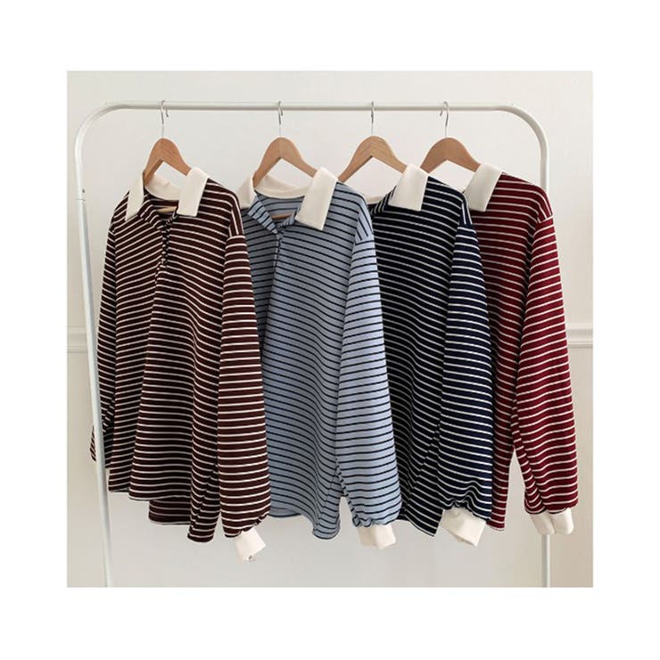 4color ストライプポロシャツ ラガーシャツ | RAKUku | 詳細画像8 