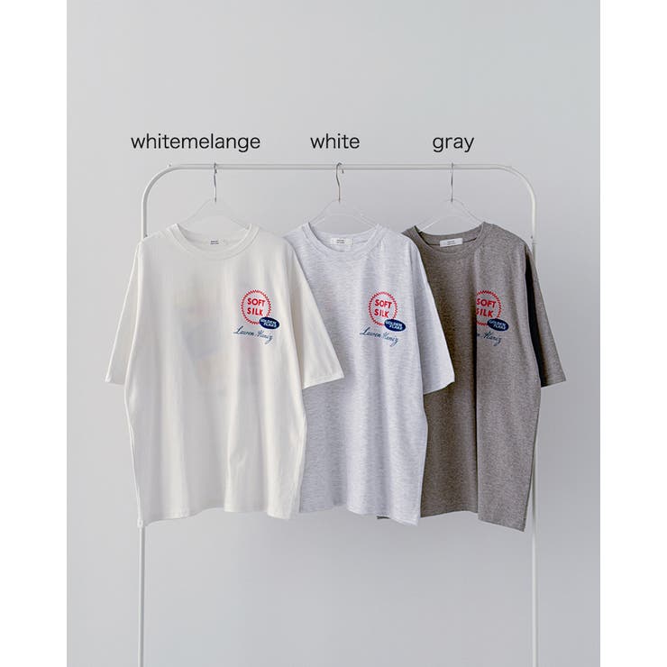ホワイトメランジ | 【3color】 ヴィンテージポテトプリント オーバーTシャツ | RAKUku