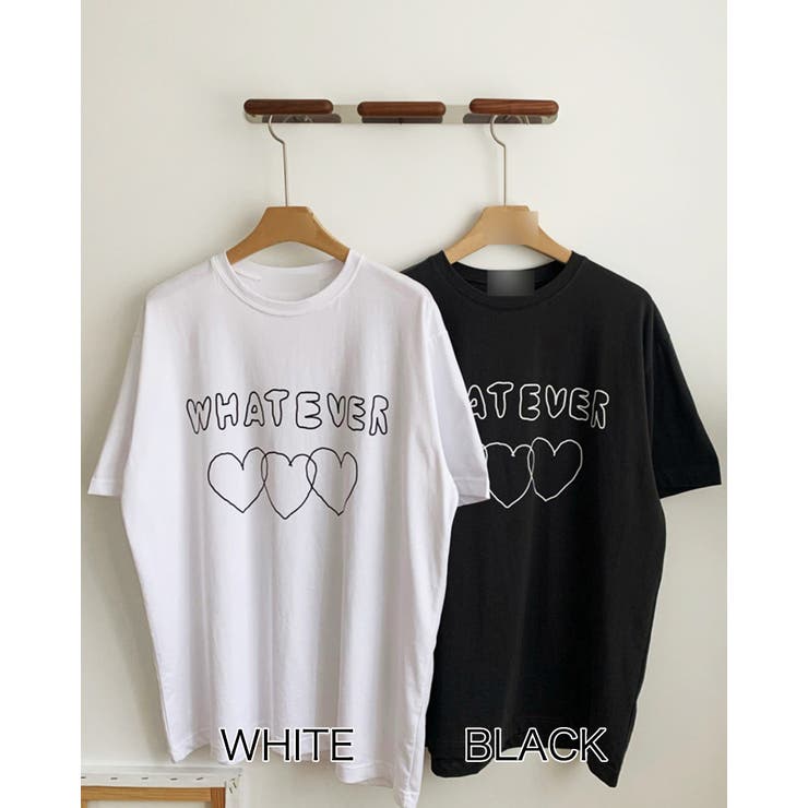 ホワイト | 【3color】 ハートラインロゴ オーバーサイズTシャツ | RAKUku