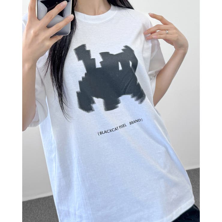 【3color】ピクセルキャット グラフィック ビッグTシャツ | RAKUku | 詳細画像5 