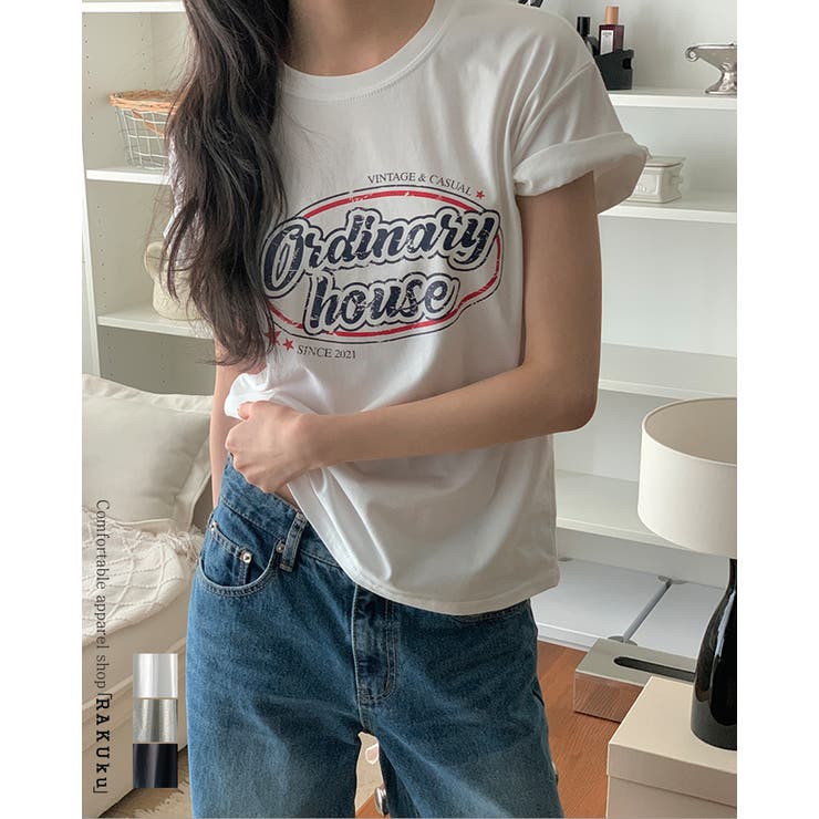 【3color】 ヴィンテージロゴプリントルーズTシャツ 半袖 | RAKUku | 詳細画像1 