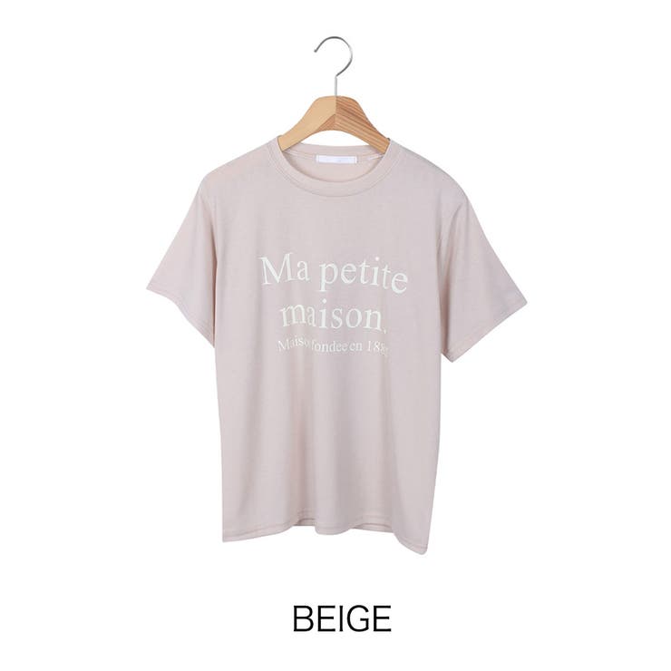 ベージュ | 【4color】 やわらかストレッチロゴTシャツ 半袖 | RAKUku