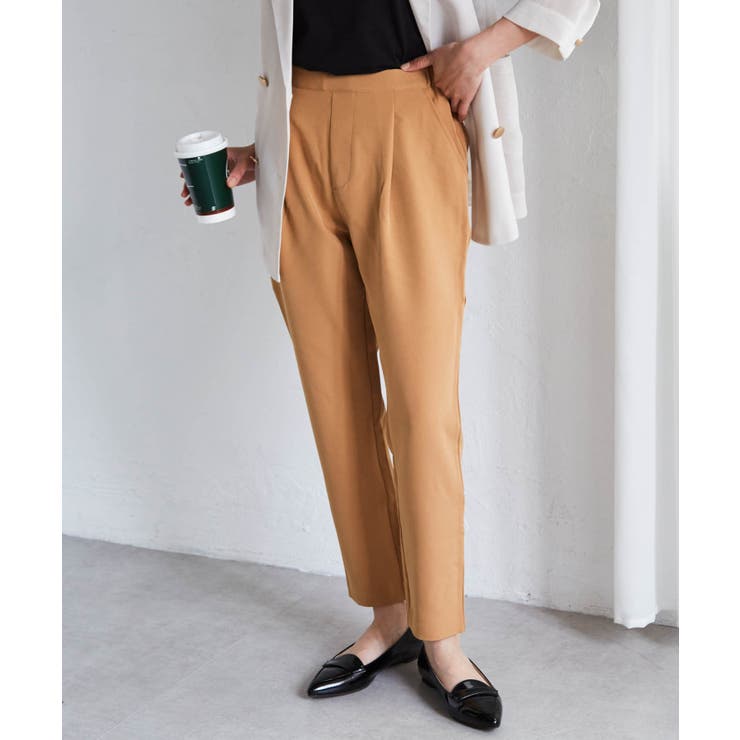 ベージュ | 美脚シルエットタックパンツ | RANAN