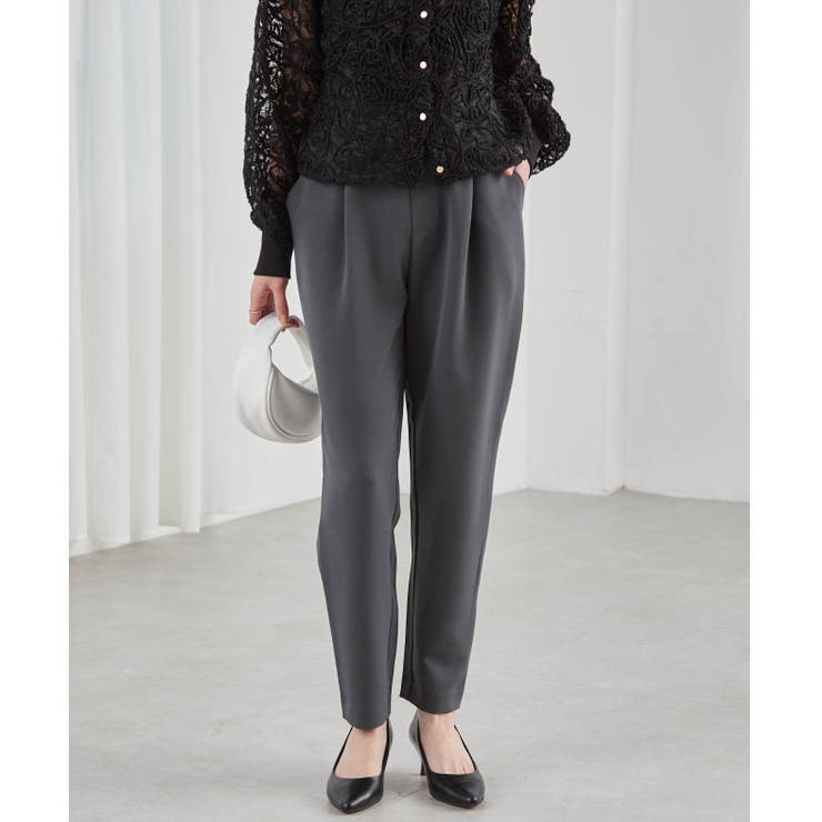 チャコール65 | 美脚シルエットタックパンツ | RANAN