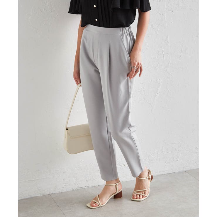 シルバーグレー | 美脚シルエットタックパンツ | RANAN