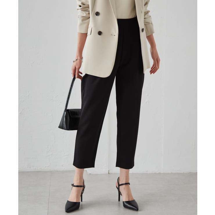 ブラック | 美脚シルエットタックパンツ | RANAN