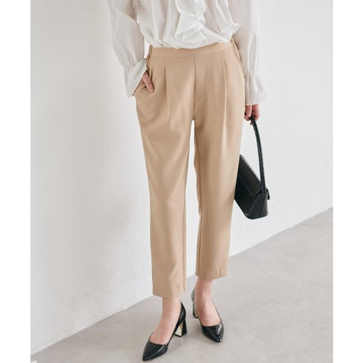 ライトベージュ | 美脚シルエットタックパンツ | RANAN