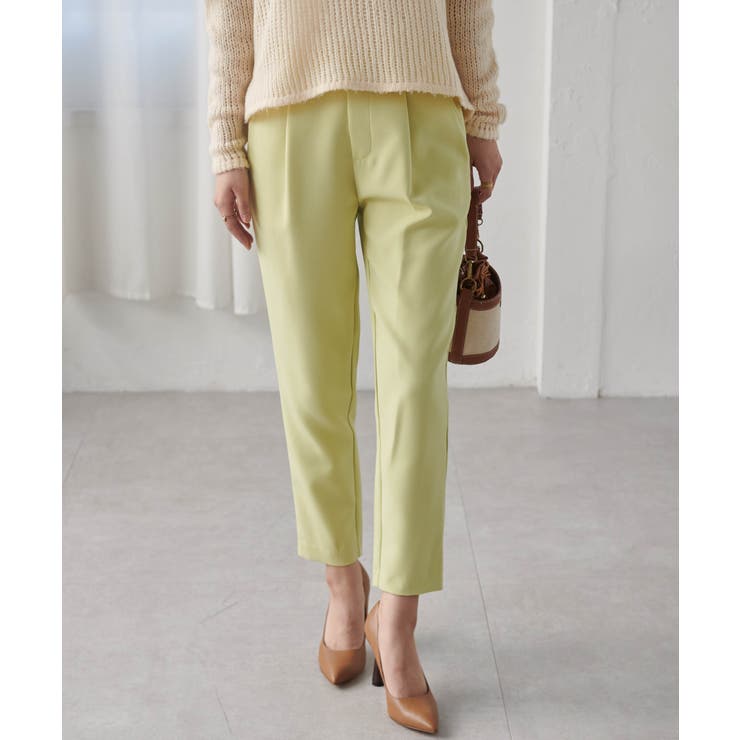 ライムイエロー | 美脚シルエットタックパンツ | RANAN
