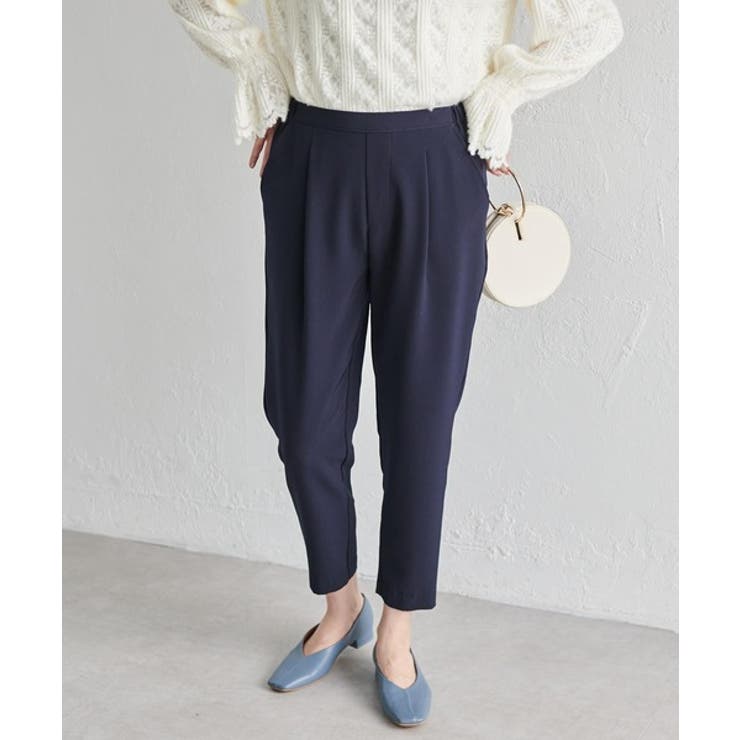 ネイビー | 美脚シルエットタックパンツ | RANAN