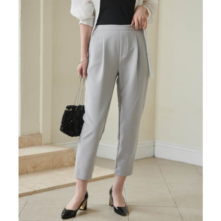 シルバーグレー | 美脚シルエットタックパンツ | RANAN