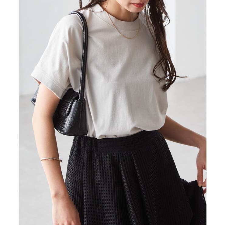 ライトグレー | 綿１００％ひんやりＵＶカットプチハイネックTシャツ | RANAN