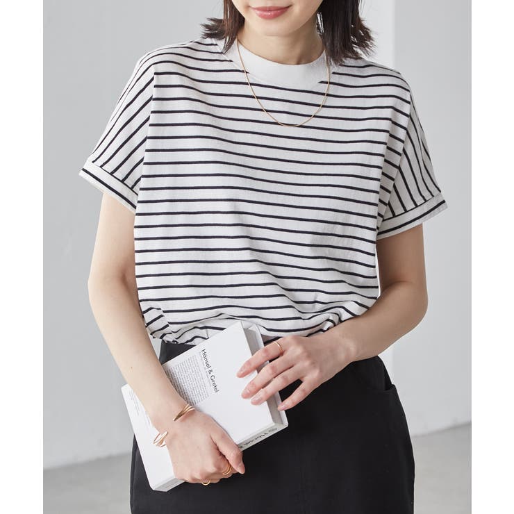 シロケイボーダー | 綿１００％ひんやりＵＶカットプチハイネックTシャツ | RANAN