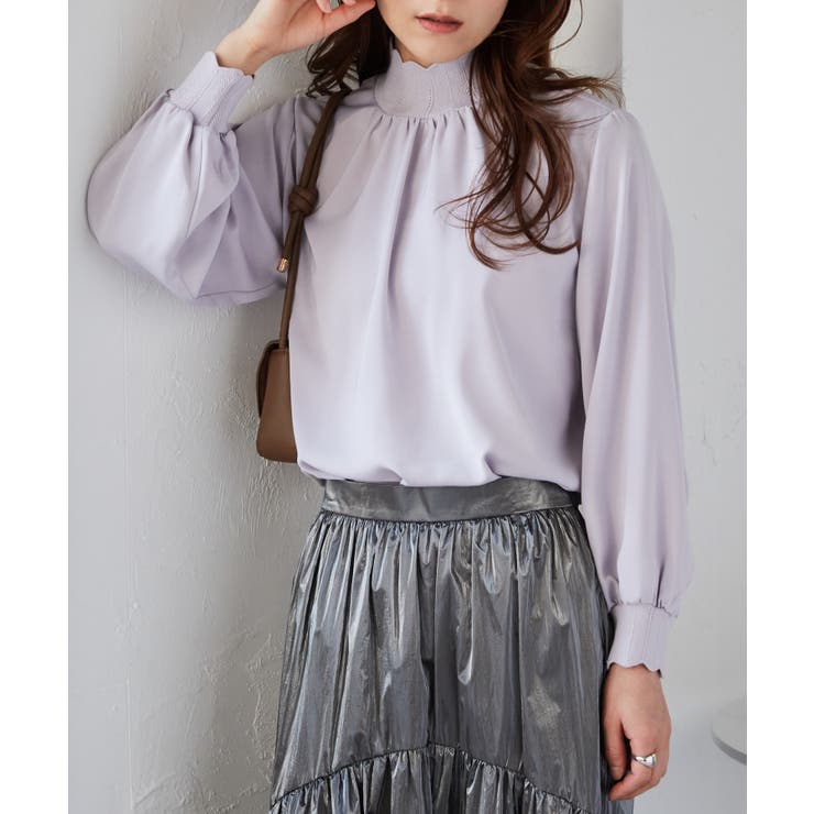 ライラック | スカラップリブニット使いブラウス | RANAN