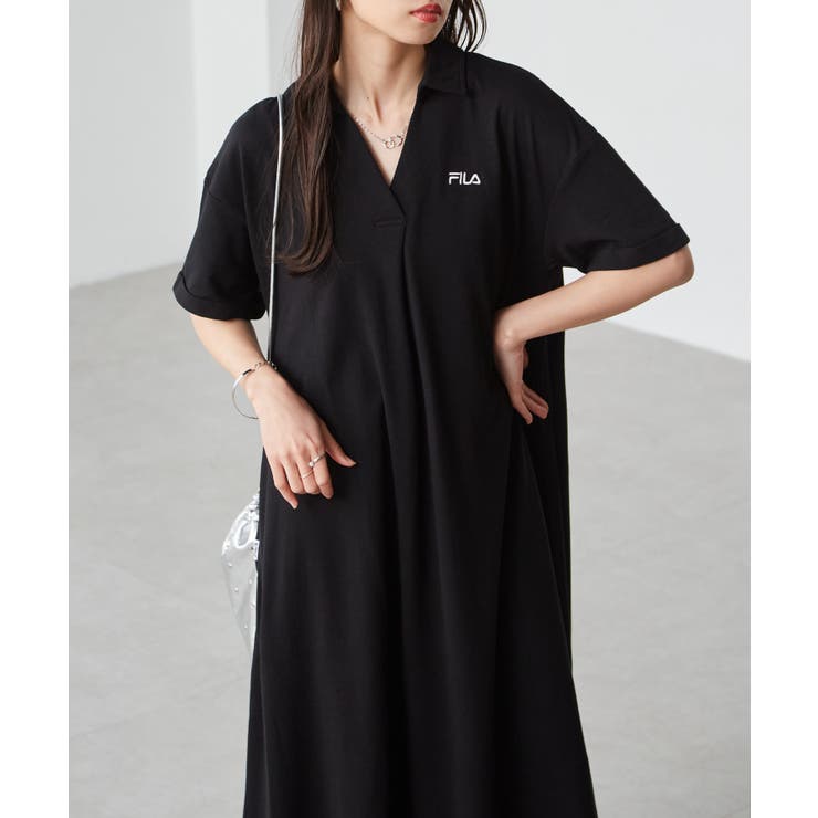 ブラック | 【M～LLサイズ展開】＜FILA フィラ＞カノコAラインフレアポロスキッパーワン… | RANAN