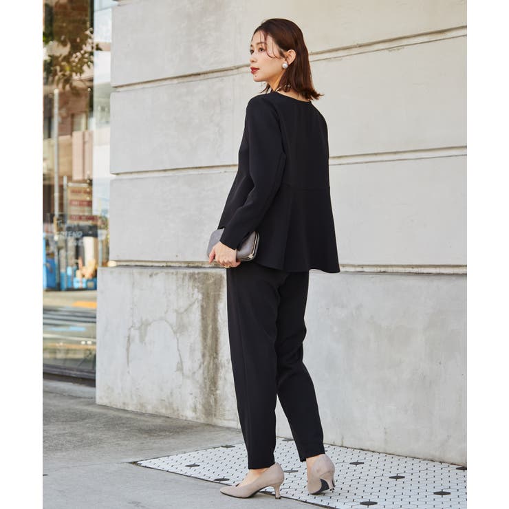 【2点セット】洗える/ストレッチペプラムブラウス＆テーパードパンツセットアップ | RANAN | 詳細画像13 