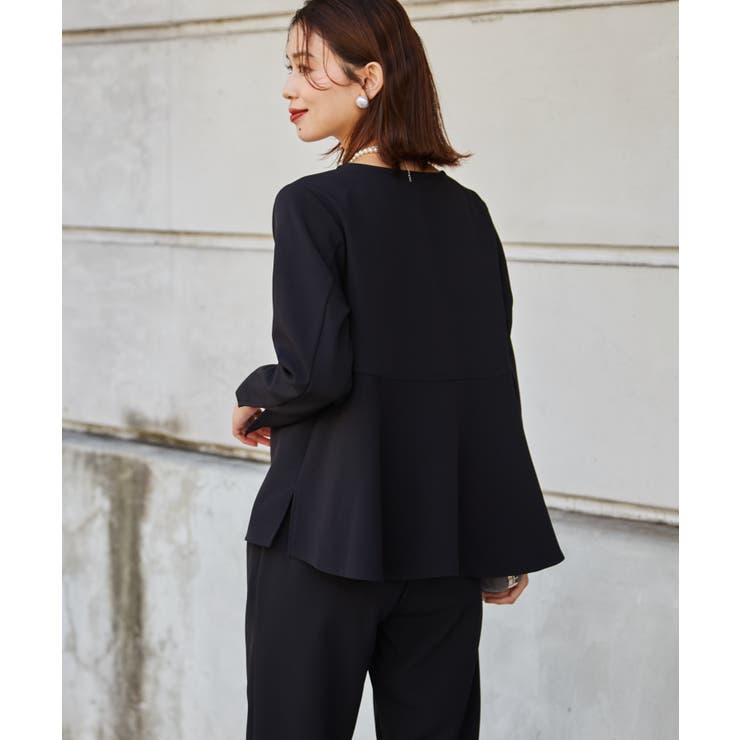 【2点セット】洗える/ストレッチペプラムブラウス＆テーパードパンツセットアップ | RANAN | 詳細画像17 