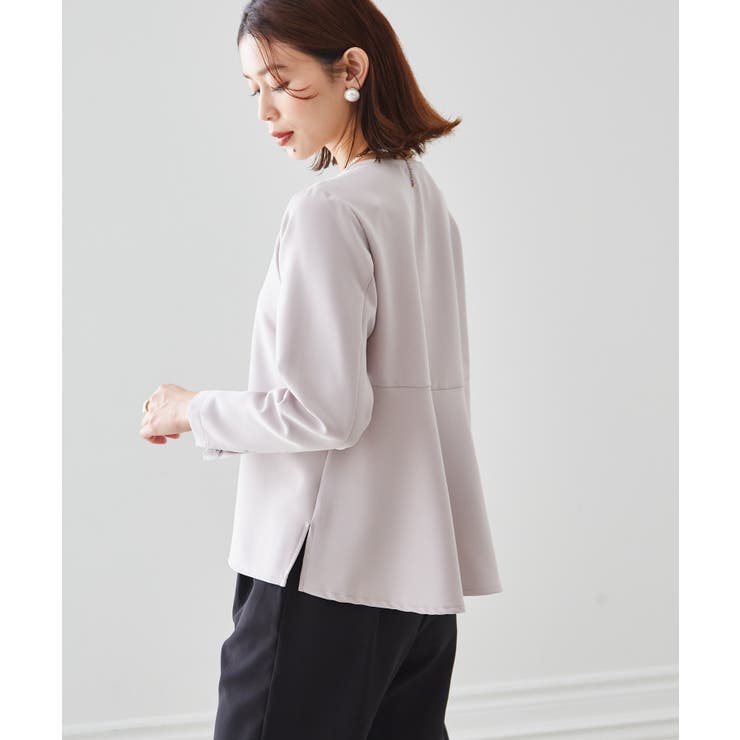 【2点セット】洗える/ストレッチペプラムブラウス＆テーパードパンツセットアップ | RANAN | 詳細画像2 