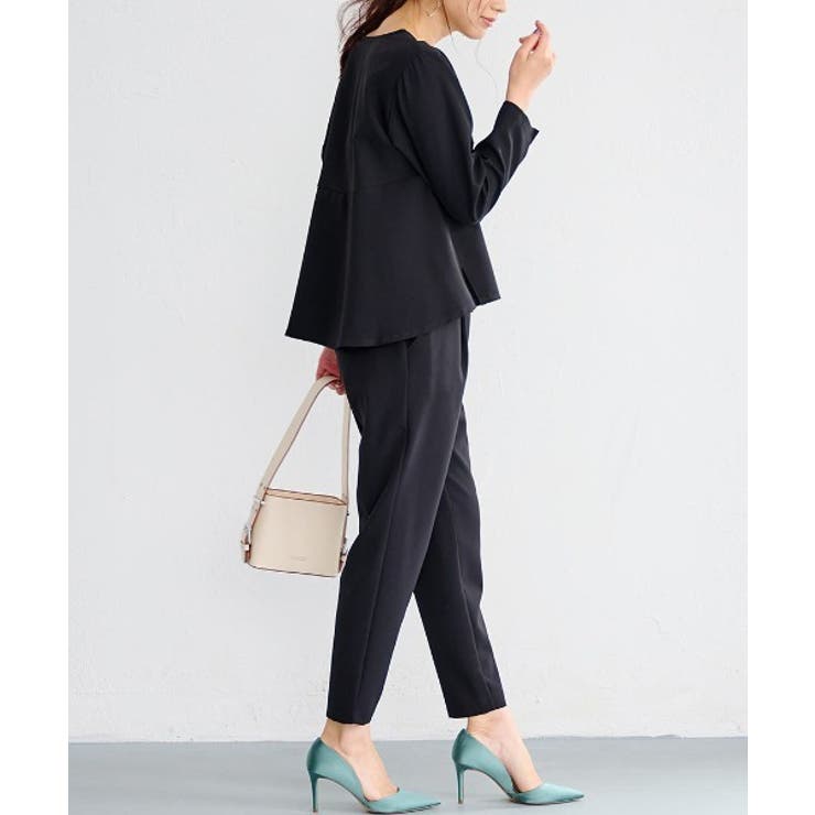 【2点セット】洗える/ストレッチペプラムブラウス＆テーパードパンツセットアップ | RANAN | 詳細画像22 