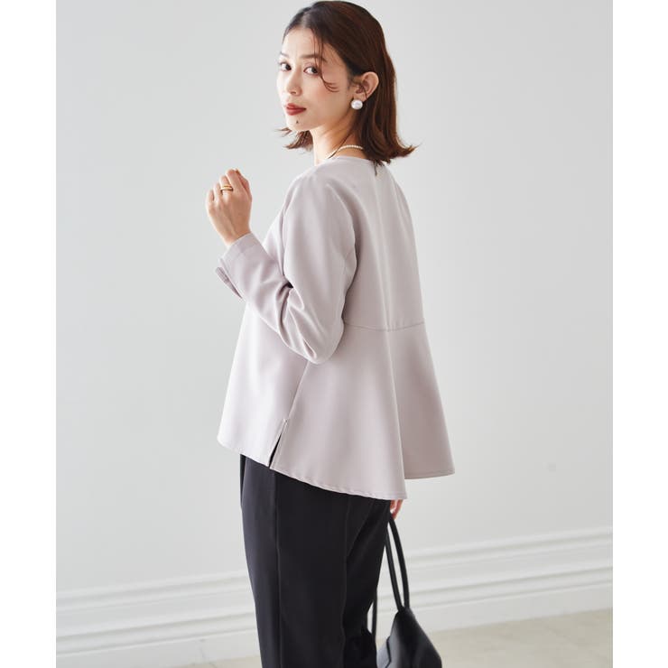 【2点セット】洗える/ストレッチペプラムブラウス＆テーパードパンツセットアップ | RANAN | 詳細画像7 