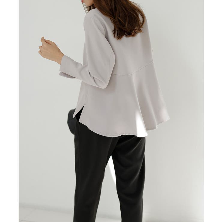 【2点セット】洗える/ストレッチペプラムブラウス＆テーパードパンツセットアップ | RANAN | 詳細画像9 