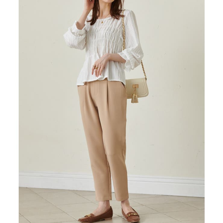 [低身長サイズ有]美脚シルエットタックテーパードパンツ 股下61㎝(UVカット … | RANAN | 詳細画像41 