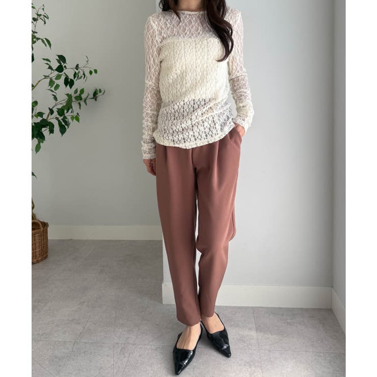 【S～5Lサイズ展開】美脚シルエットタックテーパードパンツ 股下61㎝(UVカッ… | RANAN | 詳細画像76 