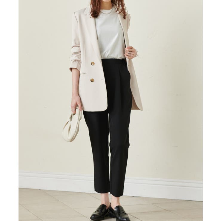 ブラック61 | [低身長サイズ有]美脚シルエットタックテーパードパンツ 股下61㎝(UVカット … | RANAN