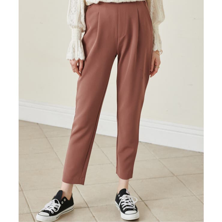 ココア61 | [低身長サイズ有]美脚シルエットタックテーパードパンツ 股下61㎝(UVカット … | RANAN