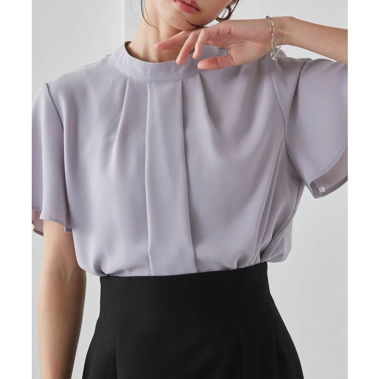 ブルーグレー | 機能付タックデザインブラウス | RANAN