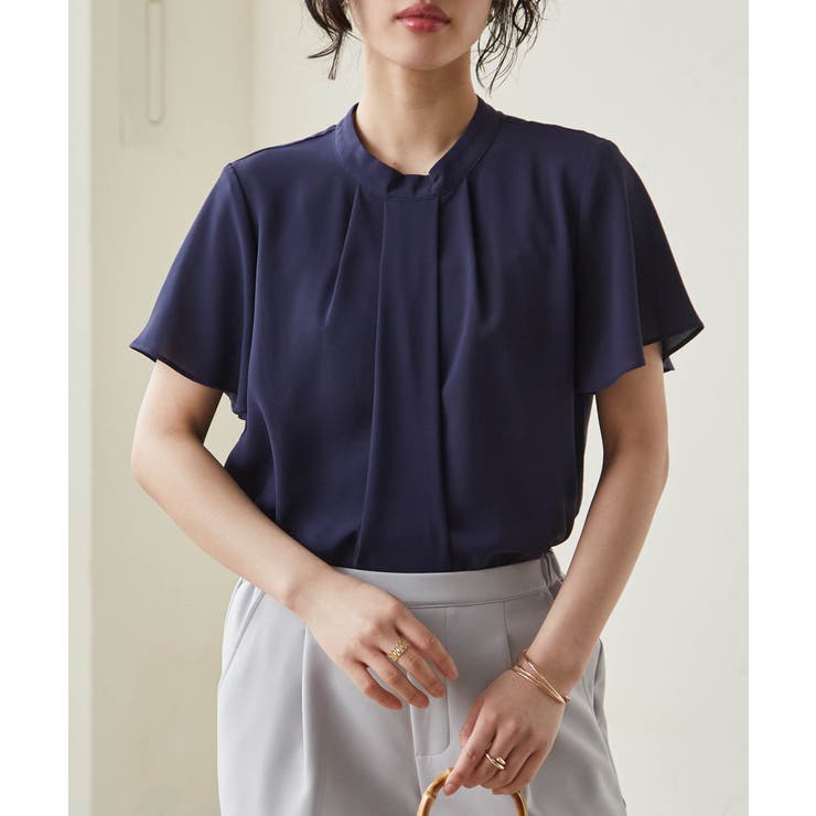 ネイビー | 機能付タックデザインブラウス | RANAN