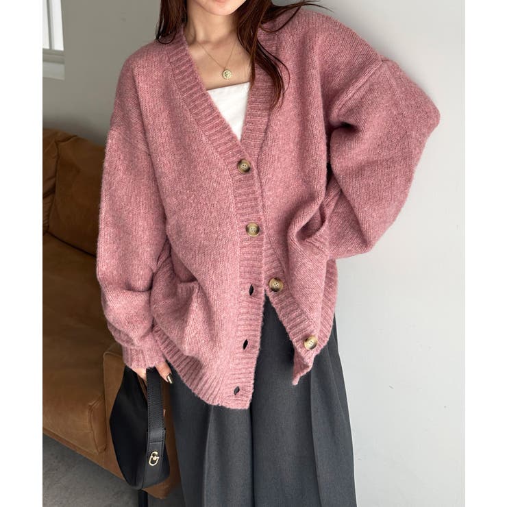 ピンク | カラーオーバーカーディガン | RANAN