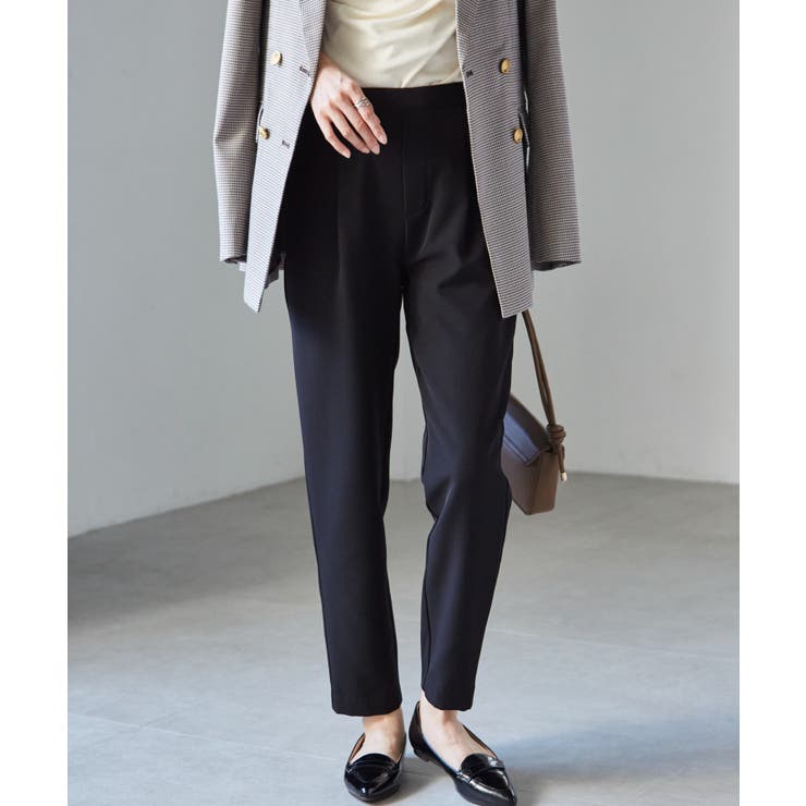 ブラック65 | 裏起毛美脚シルエットタックパンツ | RANAN