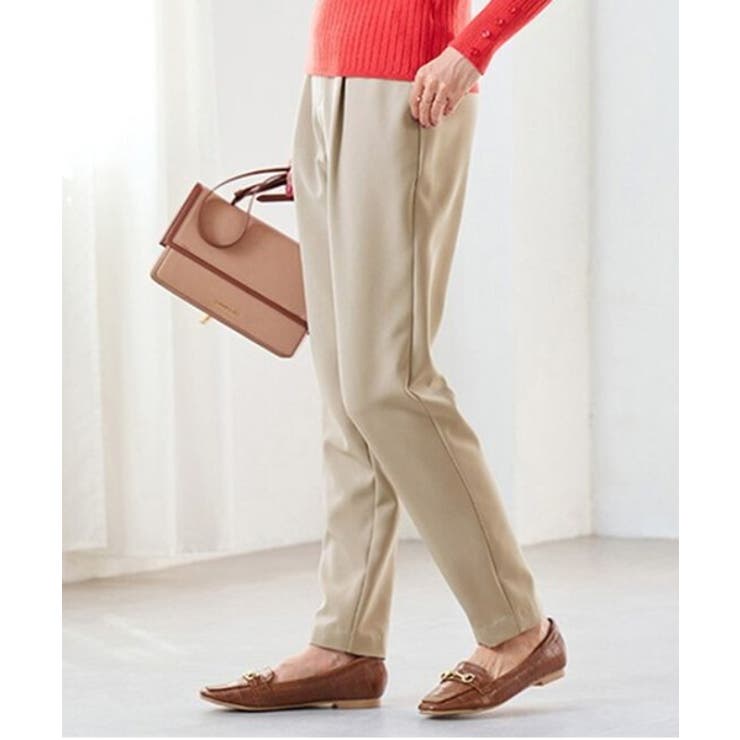 ライトグレー65 | 裏起毛美脚シルエットタックパンツ | RANAN