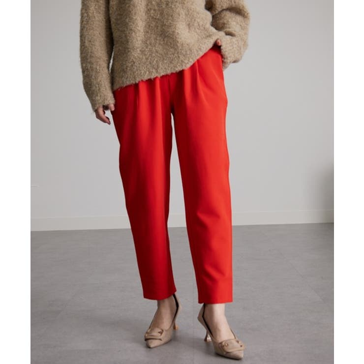 オレンジレッド61 | 裏起毛美脚シルエットタックパンツ | RANAN