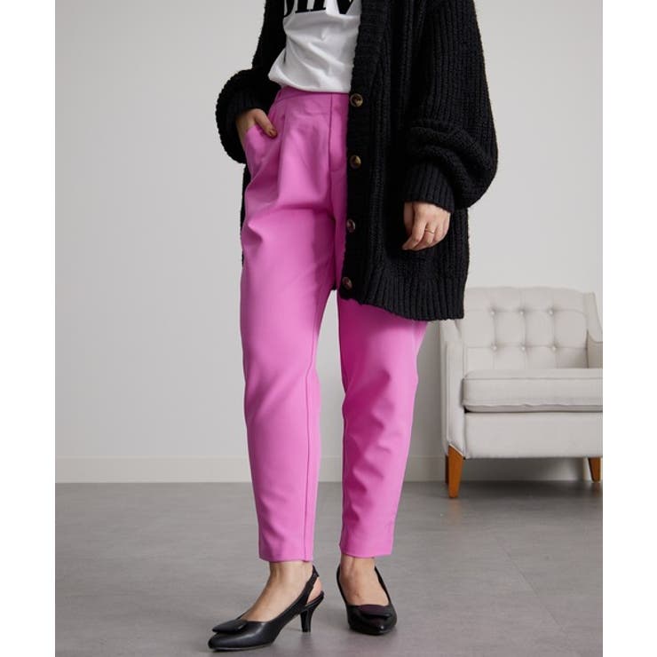 ピンク65 | 裏起毛美脚シルエットタックパンツ | RANAN